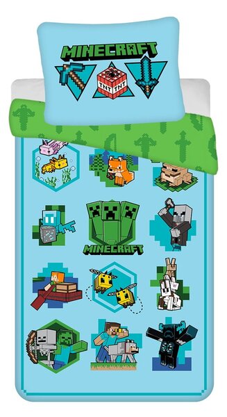 Egyszemélyes pamut gyerek ágyneműhuzat 140x200 cm Minecraft – Jerry Fabrics