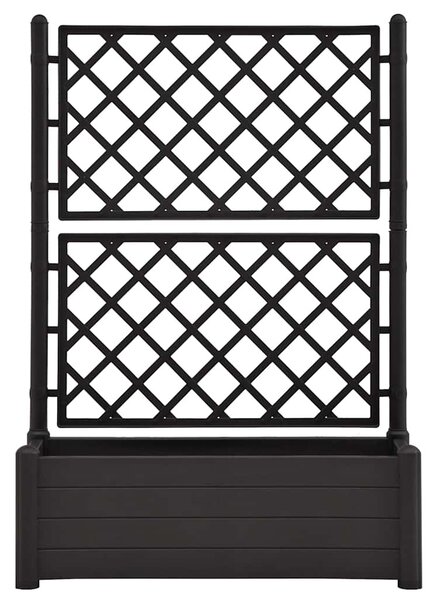 Antracitszürke polipropilén rácsos kerti ültető 100x43x142 cm