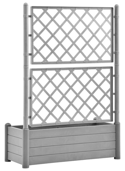Kőszürke polipropilén rácsos kerti ültetőláda 100 x 43 x 142 cm