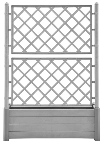 Kőszürke polipropilén rácsos kerti ültetőláda 100 x 43 x 142 cm