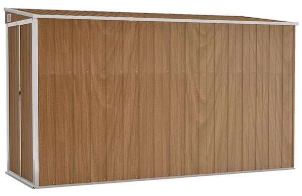Barna színű, falra szerelhető kerti fészer 118 x 288 x 178 cm horganyzott acélból