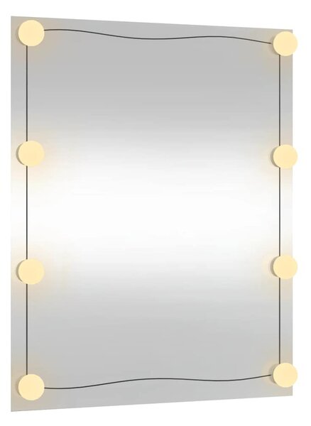 Téglalap alakú üveg falitükör LED fényekkel 50 x 60 cm