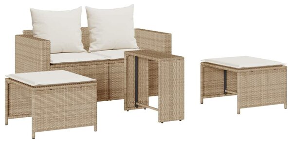 5 részes polyrattan kerti kanapé garnitúra párnákkal stackable