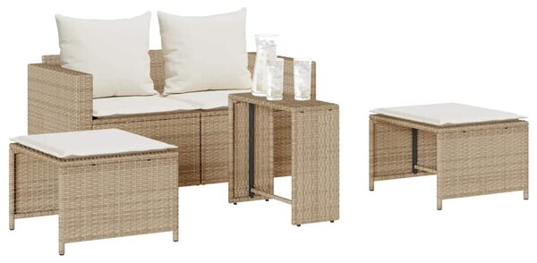 5 részes polyrattan kerti kanapé garnitúra párnákkal stackable