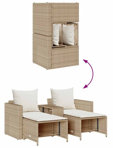 5 részes polyrattan kerti kanapé garnitúra párnákkal stackable