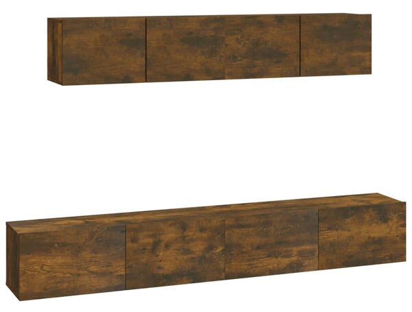 4 részes füstös tölgy színű szerelt fa TV-szekrényszett