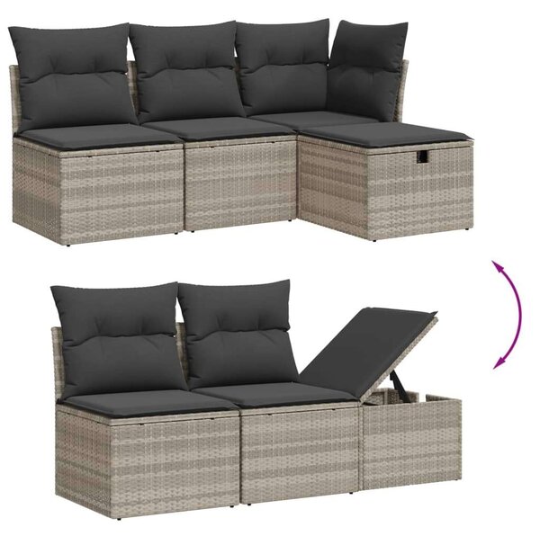 VidaXL Polyrattan Kerti Ülőgarnitúra - 5 részes - Világosszürke