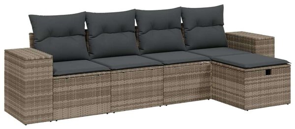 VidaXL Polyrattan Kerti Ülőgarnitúra - 5 részes - Világosszürke