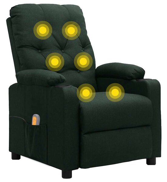 Sötétzöld szövet masszázsfotel