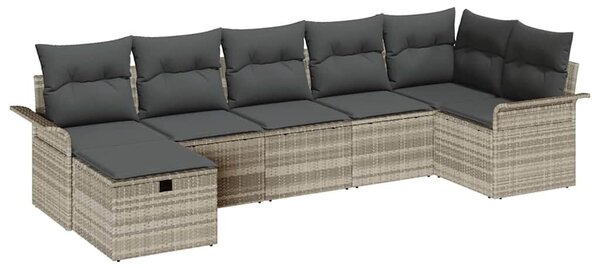 Kerti Kanapé Szett 7 pcs Világosszürke 297,5 x 132,5 x 85 cm