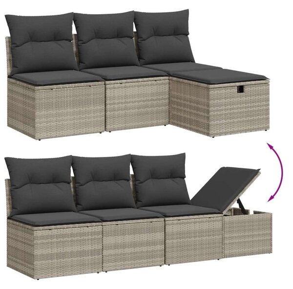 VidaXL Polyrattan Kerti Ülőgarnitúra - 8 részes, Világosszürke