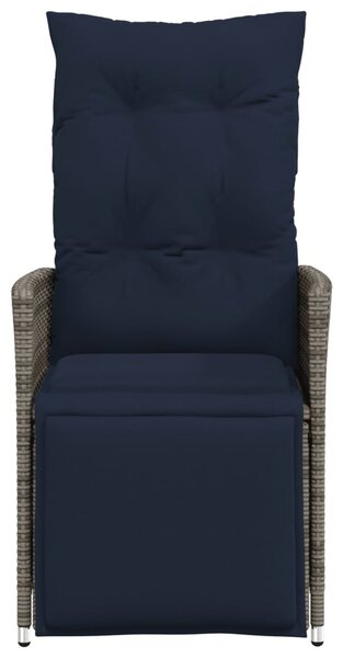 Szürke polyrattan dönthető kerti szék párnákkal