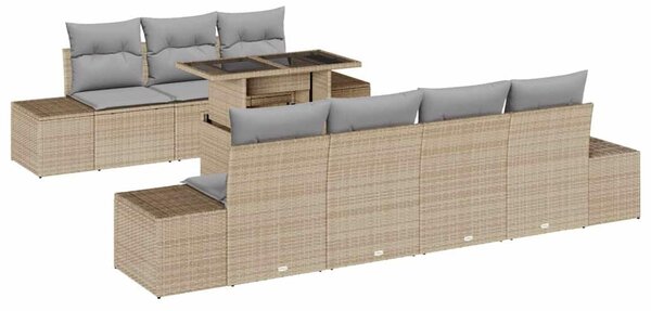 Kerti Kanapé Szett párnával 8 pcs Beige és Világosszürke