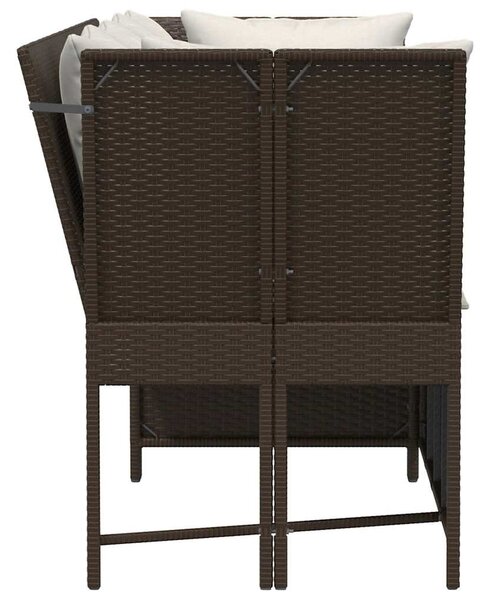 Barna polyrattan kerti kanapé párnákkal