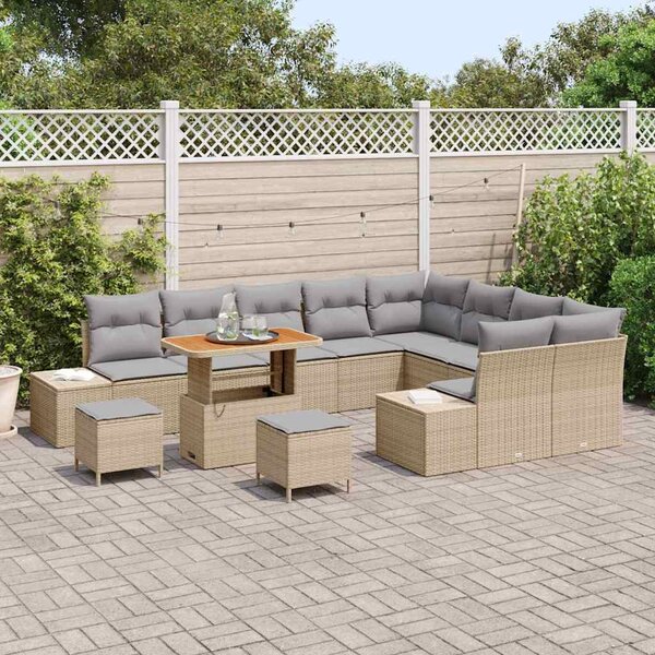 Kerti Kanapé Szett párnával tárolóval 12 pcs Bézs Poli rattan
