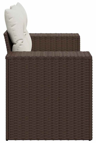 2 személyes barna polyrattan kerti kanapé párnával