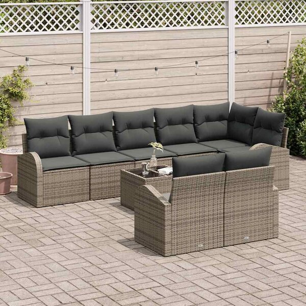 Kerti Kanapé Szett Szürke 55 x 55 x 37 cm polirattan