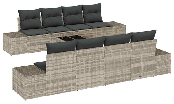 Kerti Kanapé Szett párnával 7 pcs Világosszürke polirattan