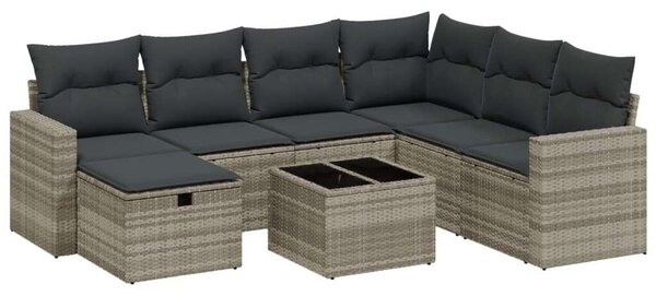VidaXL Polyrattan Kerti Ülőgarnitúra - 8 részes, Világosszürke