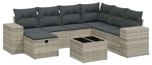 VidaXL Polyrattan Kerti Ülőgarnitúra - 8 részes, Világosszürke