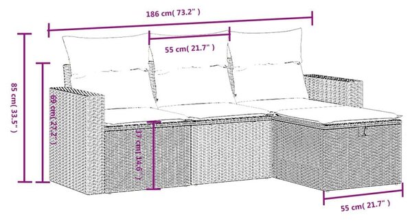 VidaXL Polyrattan Kerti Ülőgarnitúra – 4 részes
