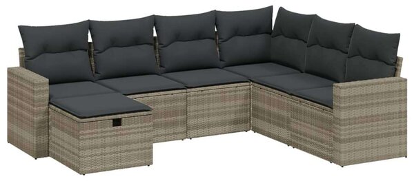 VidaXL Polyrattan Kerti Ülőgarnitúra - 7 részes, Világosszürke