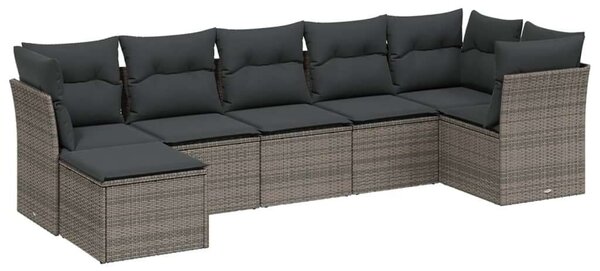 VidaXL Polyrattan Kerti Ülőgarnitúra - 7 részes - Világosszürke