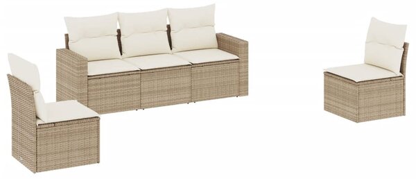 5 részes bézs polyrattan kerti ülőgarnitúra párnákkal