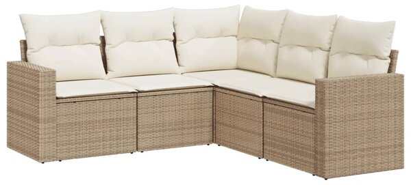 5 részes bézs polyrattan kerti ülőgarnitúra párnákkal