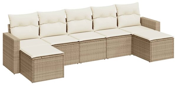 7 részes bézs polyrattan kerti ülőgarnitúra párnákkal