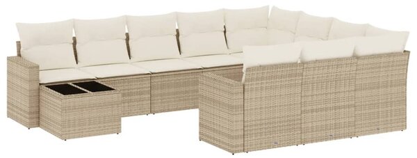 11 részes bézs polyrattan kerti ülőgarnitúra párnákkal