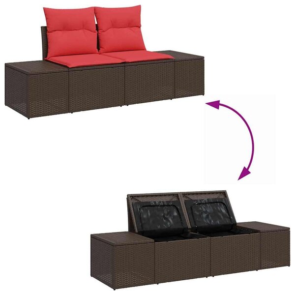 VidaXL Kerti Kanapé Szett 8 db Beige és Piros polirattan