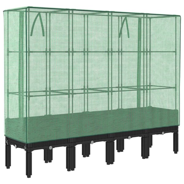 Rattan megjelenésű magaságyás melegháztakaróval 160x40x140 cm