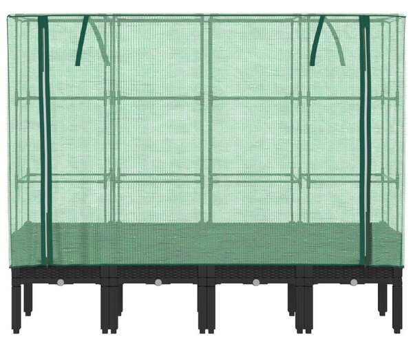 Rattan megjelenésű magaságyás melegháztakaróval 160x40x140 cm