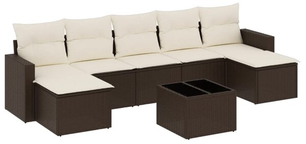 8 részes barna polyrattan kerti ülőgarnitúra párnákkal