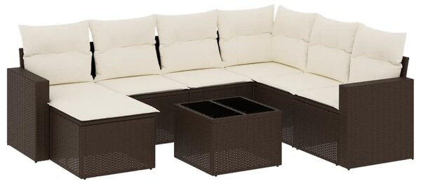 8 részes barna polyrattan kerti ülőgarnitúra párnákkal