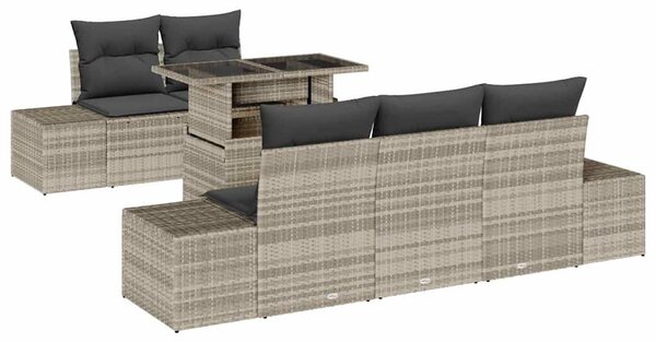 Kanapé Szett párnával 6 pcs Világosszürke polirattan