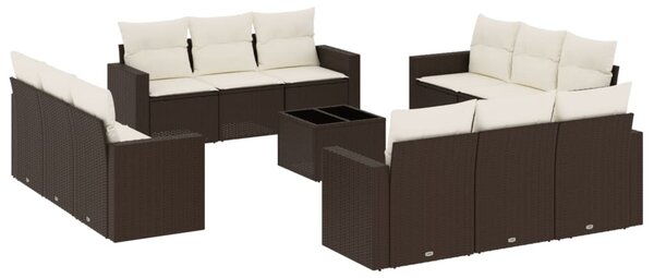 13 részes barna polyrattan kerti ülőgarnitúra párnákkal