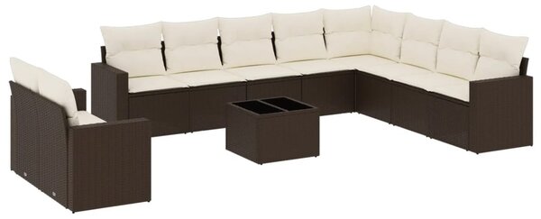 11 részes barna polyrattan kerti ülőgarnitúra párnákkal