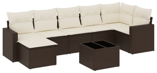 8 részes barna polyrattan kerti ülőgarnitúra párnákkal