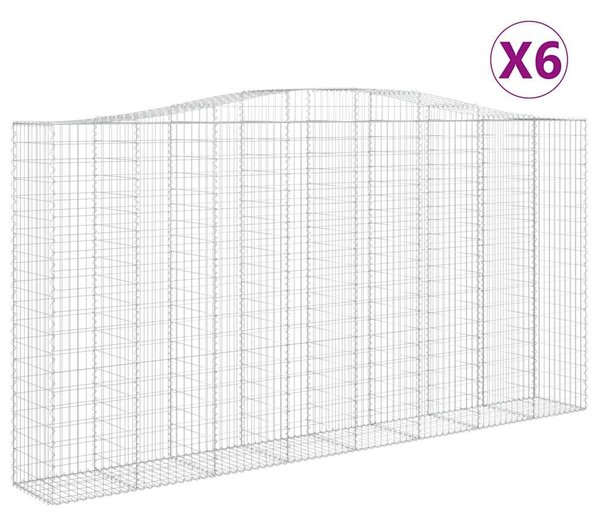 6 db íves horganyzott vas gabion kosár 400x50x200/220 cm