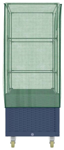 Rattan megjelenésű magaságyás borítással/kerékkel 80x50x182 cm