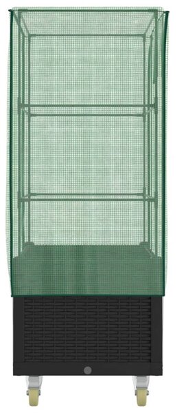 Rattan megjelenésű magaságyás borítással/kerékkel 80x50x182 cm