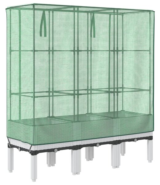 Rattan megjelenésű magaságyás melegháztakaróval 120x40x140 cm