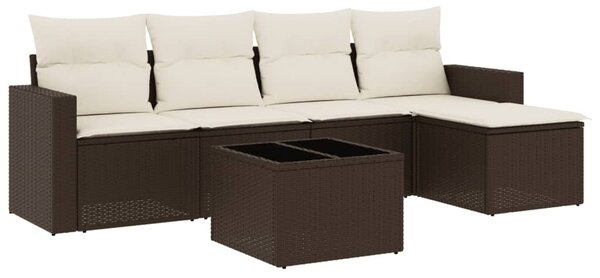 6 részes barna polyrattan kerti ülőgarnitúra párnával
