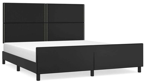 VidaXL Fekete Műbőr Ágykeret Fejtámlával - 180x200 cm