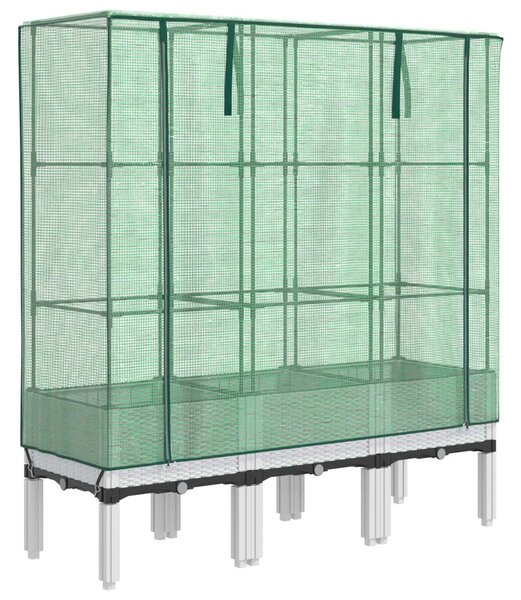 Rattan megjelenésű magaságyás melegháztakaróval 120x40x140 cm