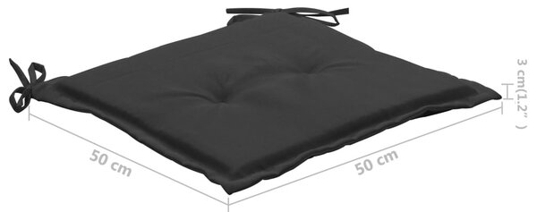 6 db tömör tíkfa kerti szék fekete párnákkal