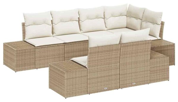 Kerti Kanapé Szett tárolóval 7 pcs Beige és krém polirattan