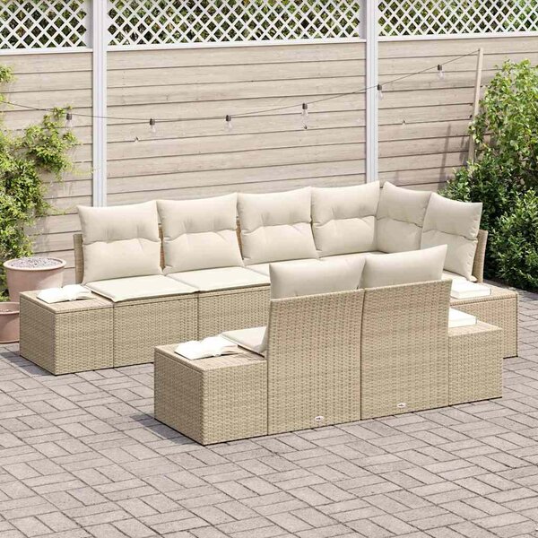 Kerti Kanapé Szett tárolóval 7 pcs Beige és krém polirattan